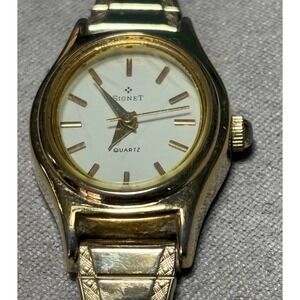 VTG Signet Watch Quartz Women's Gold Tone Watch New Battery‎ Works